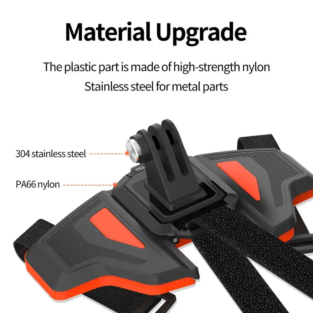 TELESIN Foldable Motorcycle Helmet Mount Strap - Compact & Reliable