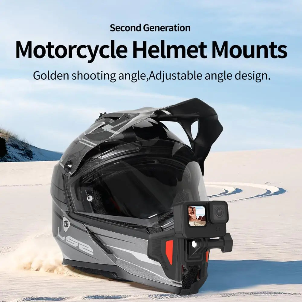 TELESIN Foldable Motorcycle Helmet Mount Strap - Compact & Reliable