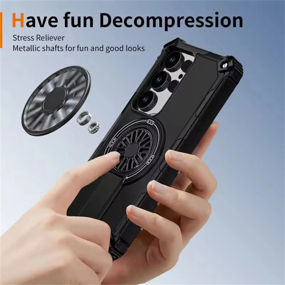 Shockproof Armor MagSafe Case with Invisible Fold Stand for Samsung Galaxy S25 Edge