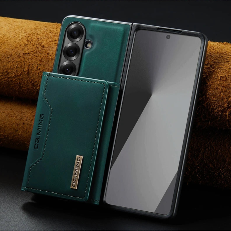 Samsung Galaxy Z Fold 7 Magnetic Leather Wallet Case with Built-in Kickstand
