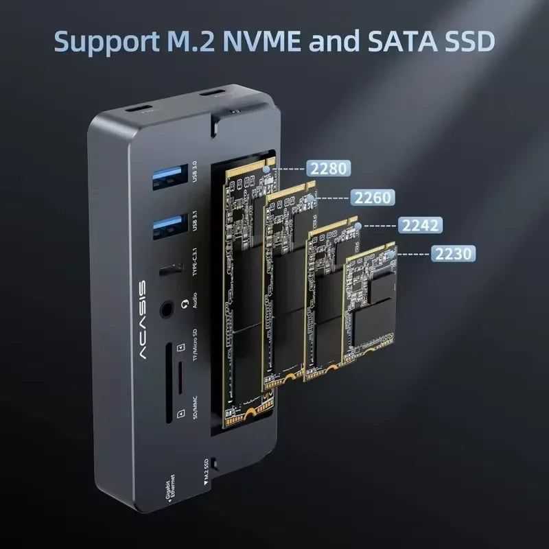 Acasis USB-C 3.2 Dock Station with 10Gbps & M.2 NVMe SSD Enclosure