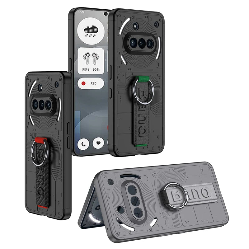 Nothing Phone 3a Hard PC Case with Finger Ring & Elastic Wrist Strap