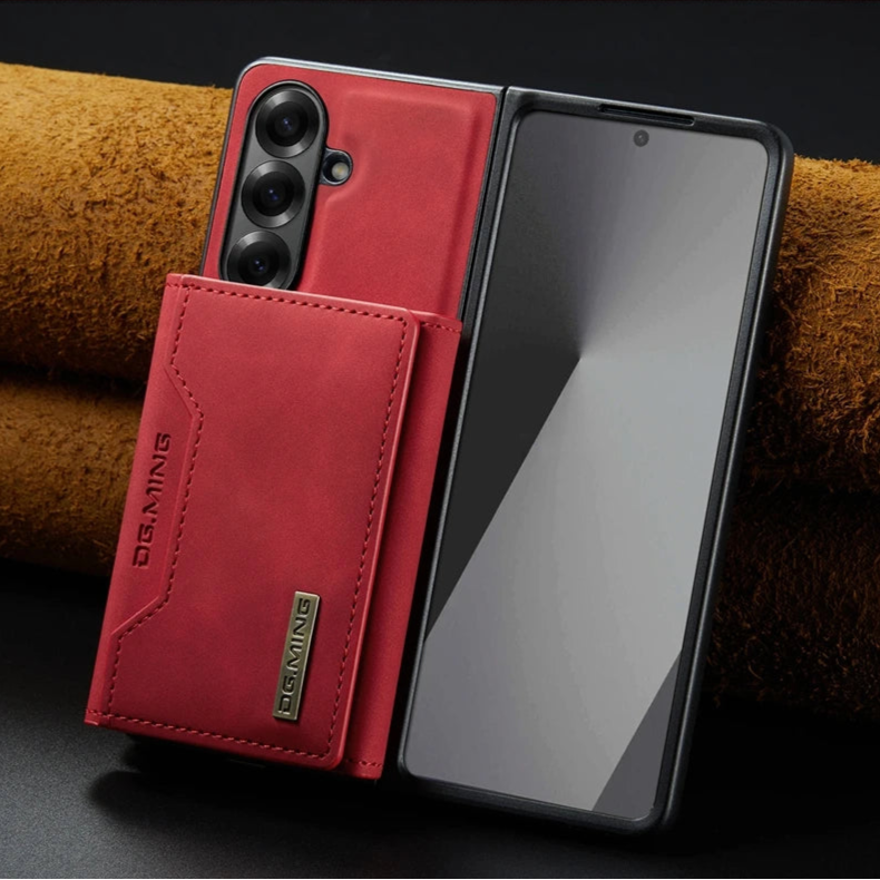 Samsung Galaxy Z Fold 7 Magnetic Leather Wallet Case with Built-in Kickstand