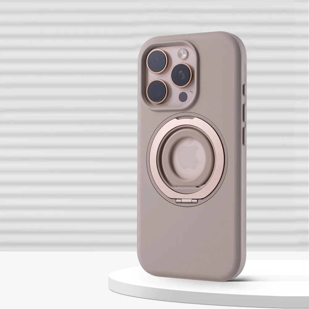 iPhone 16 Series Protective Armor Hollow MagSafe Case with 360° Rotating Ring Stand