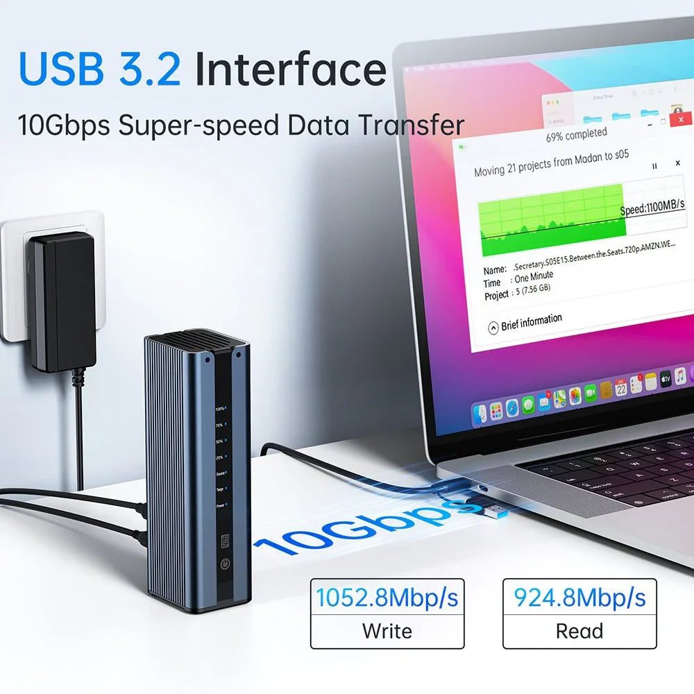 ACASIS Dual-Bay M.2 NVMe SSD Case with Cooling Fan and Clone Mode