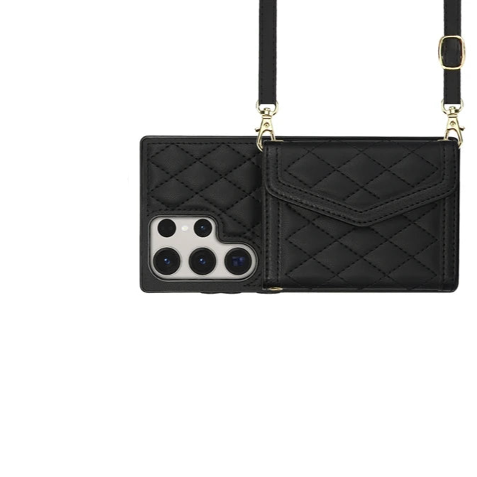 Crossbody Leather Wallet Case with Card Slots & Lanyard for Samsung Galaxy S25 Series