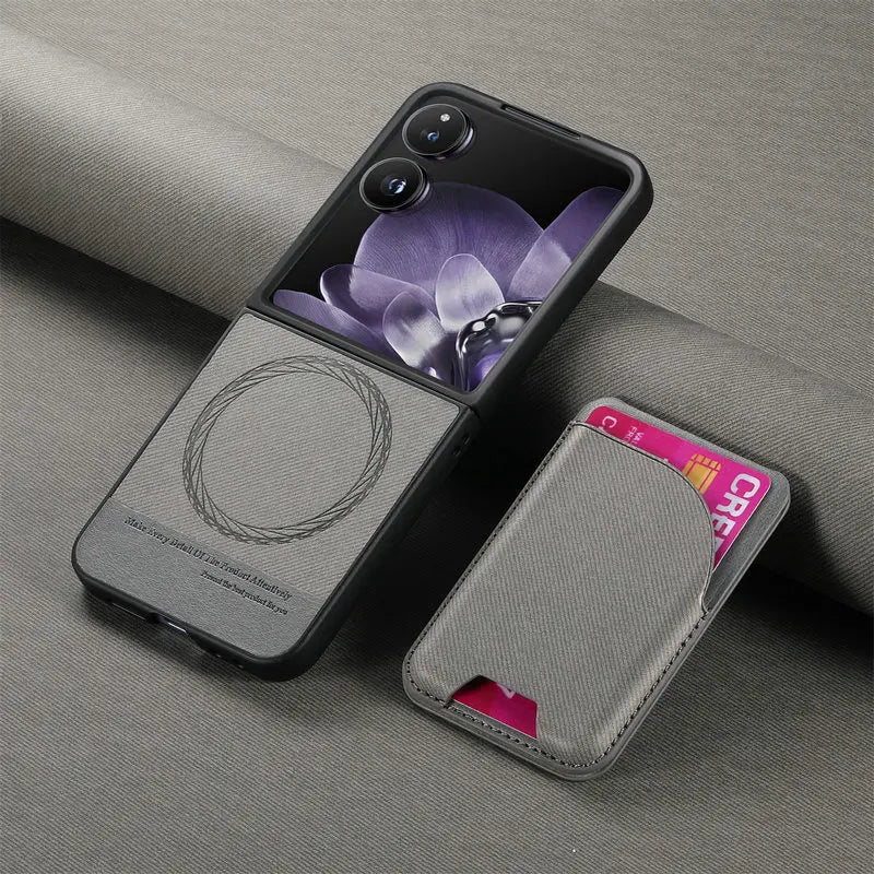 Samsung Galaxy Z Flip 7 Luxury Magnetic Leather Case with Card Holder