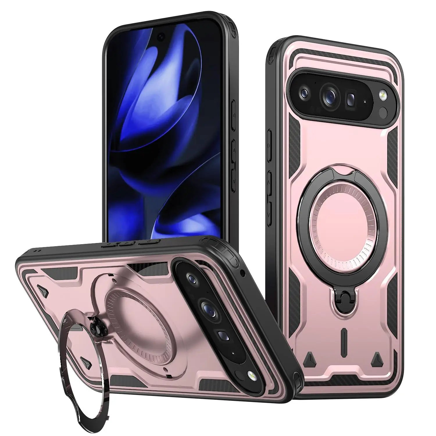 Google Pixel 10 Series Protective Magnetic Case with Rotating Ring Holder