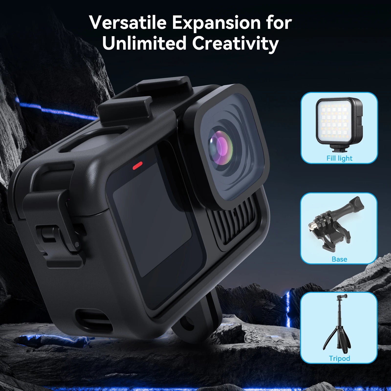 TELESIN Frame Housing Case with Battery Side Cover Hole for GoPro Hero Action Cameras