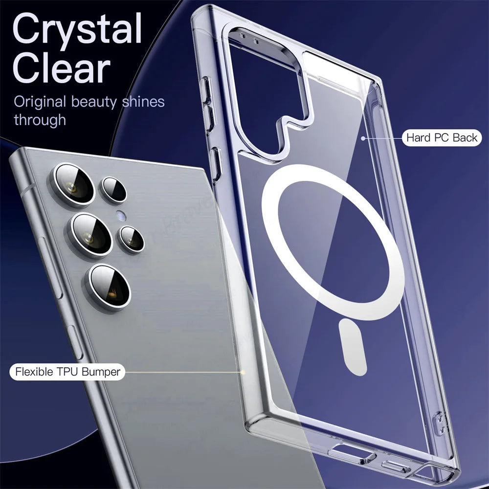 Premium Shockproof Transparent Magnetic Case for Samsung Galaxy S25 Series