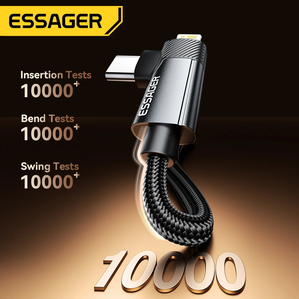 Essager 2-in-1 PD Fast Charging Cable with Dual USB-C and Lightning Connectors
