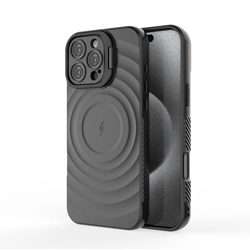 Shockproof MagSafe Case with Folding Camera Stand for iPhone 15 Series