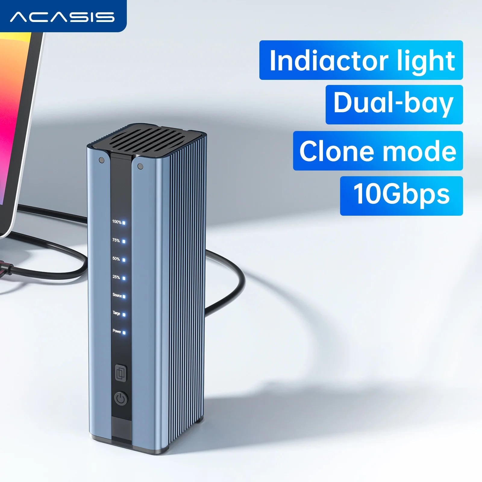 ACASIS Dual-Bay M.2 NVMe SSD Case with Cooling Fan and Clone Mode