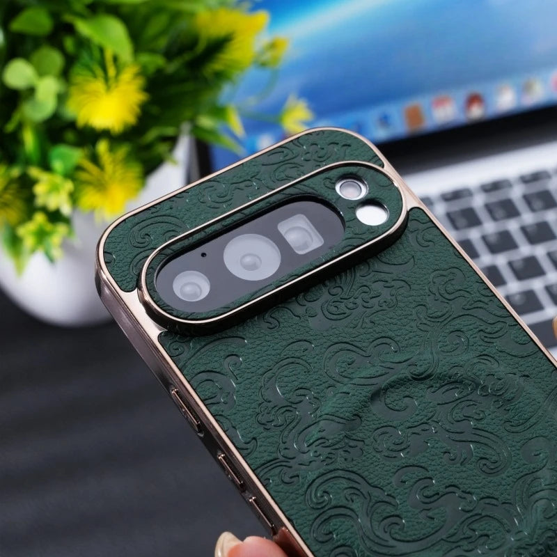 Vintage Flower Leather Magnetic Case for Google Pixel 9 Series