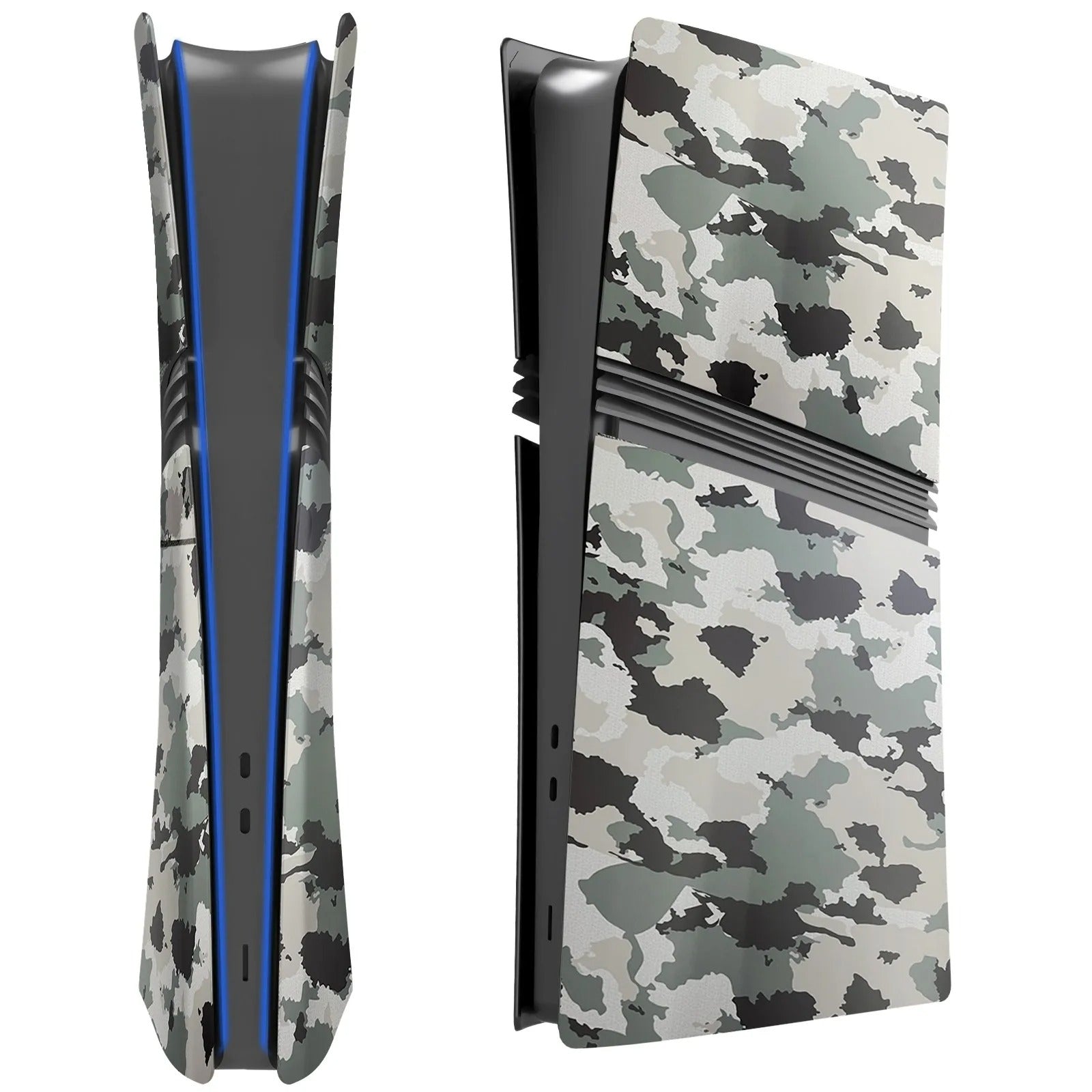 Premium Gray Camouflage Shell Covers for PlayStation 5 Pro Disc Edition