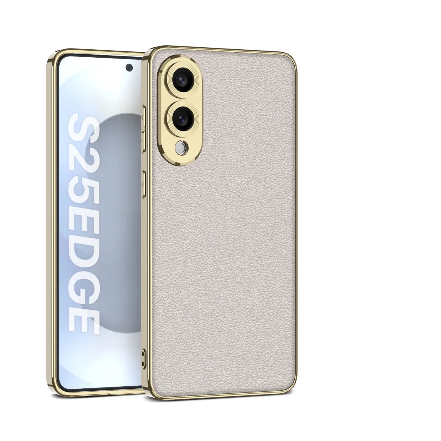 Shockproof Plating Leather TPU Case for Samsung Galaxy S25 Edge