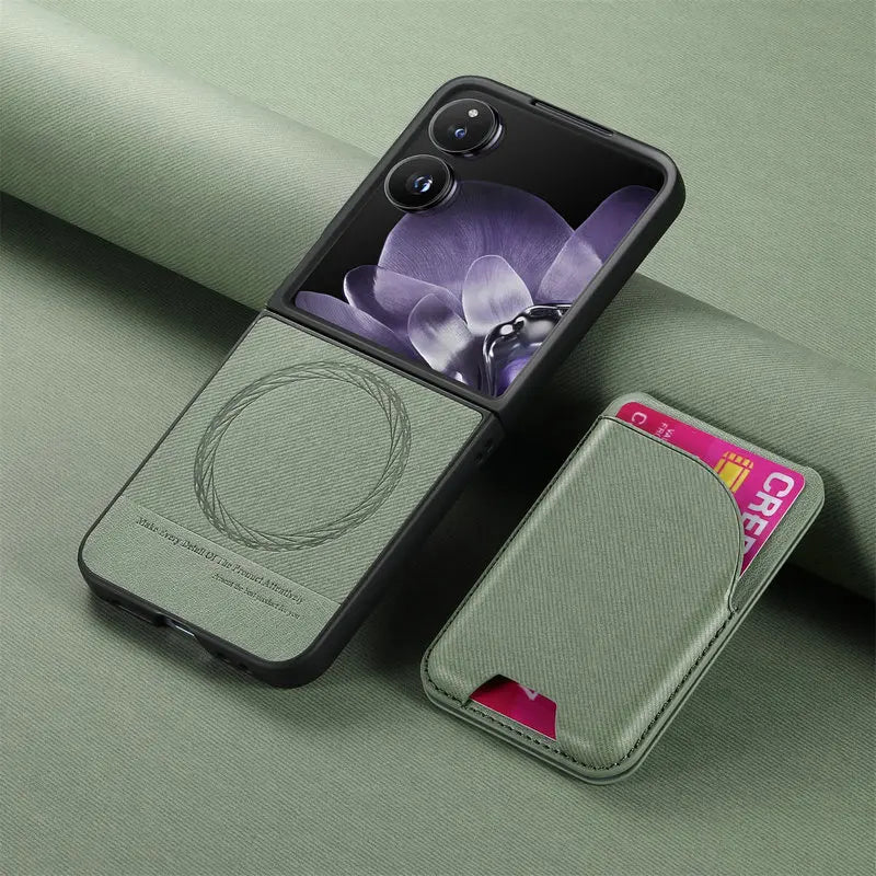 Samsung Galaxy Z Flip 7 Luxury Magnetic Leather Case with Card Holder