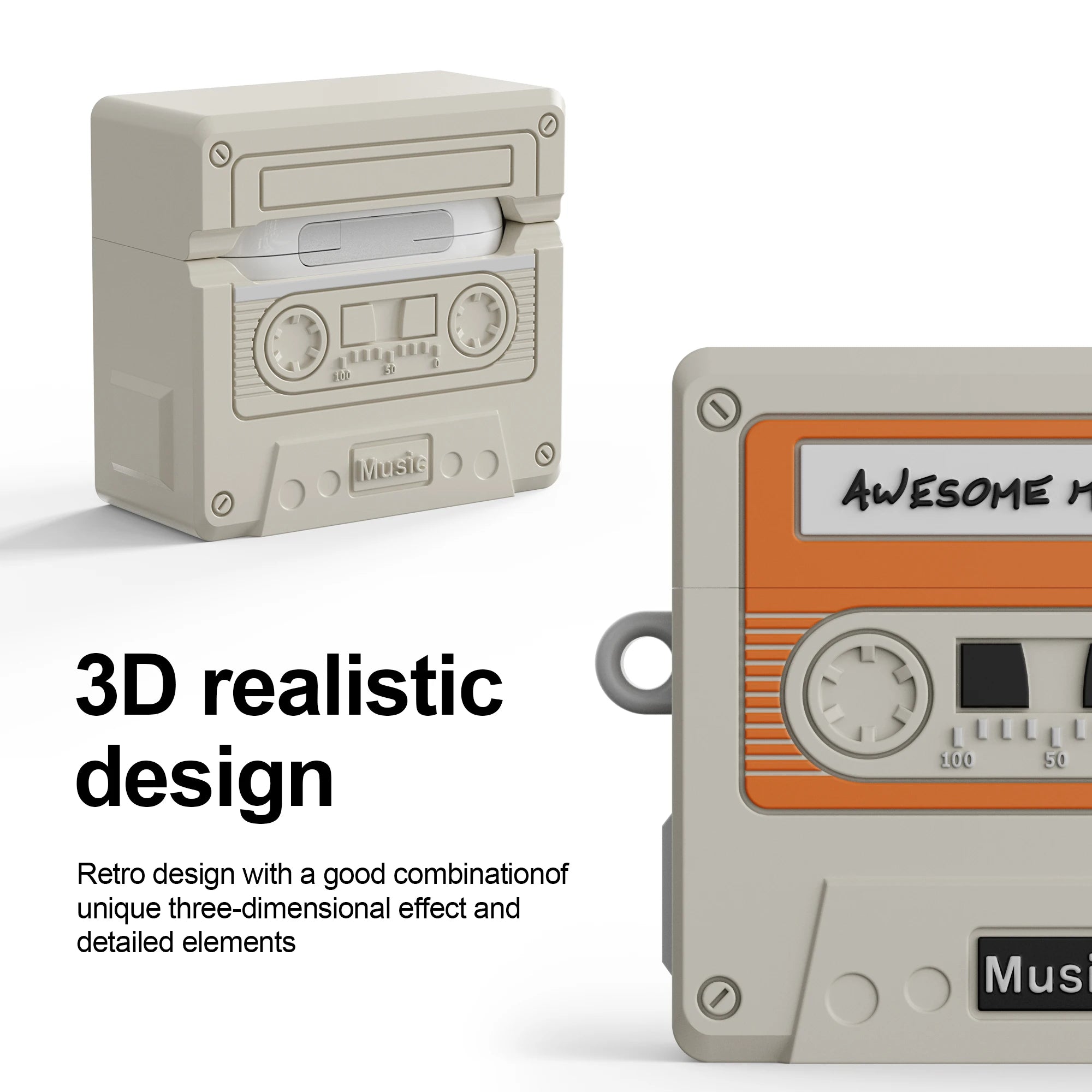 3D Cassette Tape Silicone Case for AirPods Pro 2