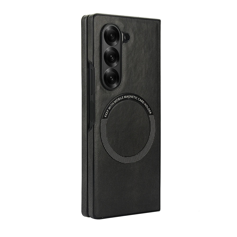 Samsung Galaxy Z Fold 7 Leather Bumper Magnetic Case