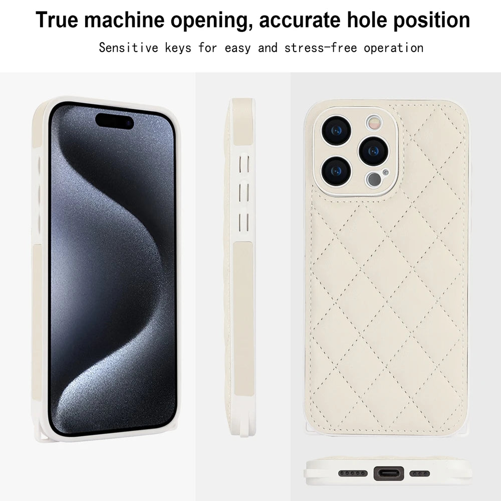 iPhone 15 Series Leather Crossbody Phone Case
