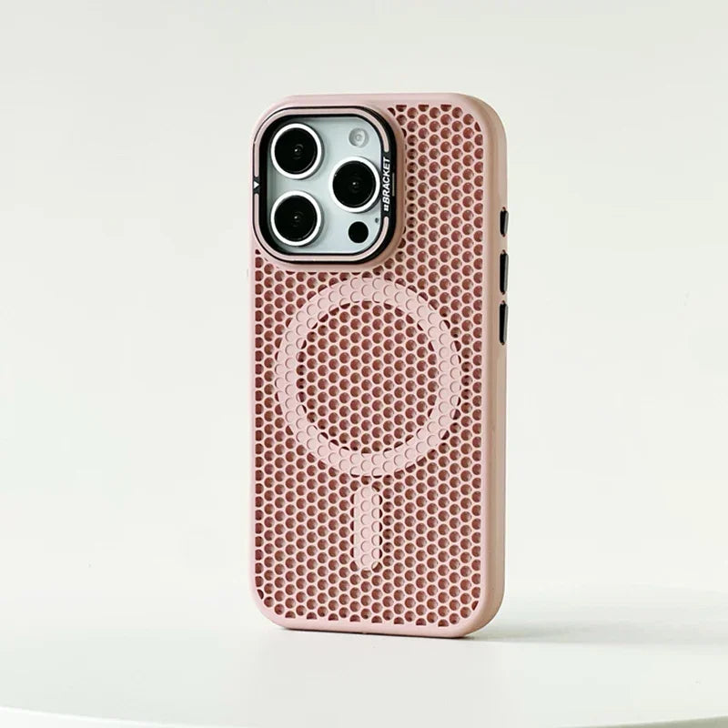 Shockproof Honeycomb Cooling MagSafe Case with Metal Lens Bracket for iPhone 15 Series