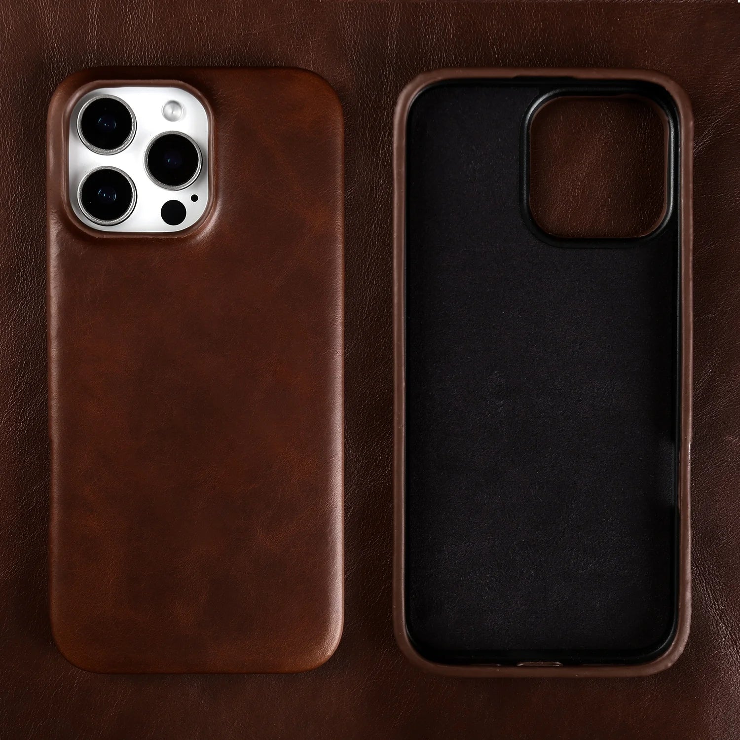 Classic Retro Genuine Leather Case for iPhone 16 Series