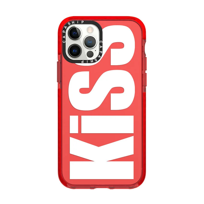 Fashionable Letters “Kiss” Phone Case for iPhone 16 Series