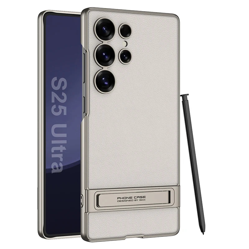 Ultra-Thin Luxury Leather Case with Kickstand for Samsung Galaxy S25 Ultra