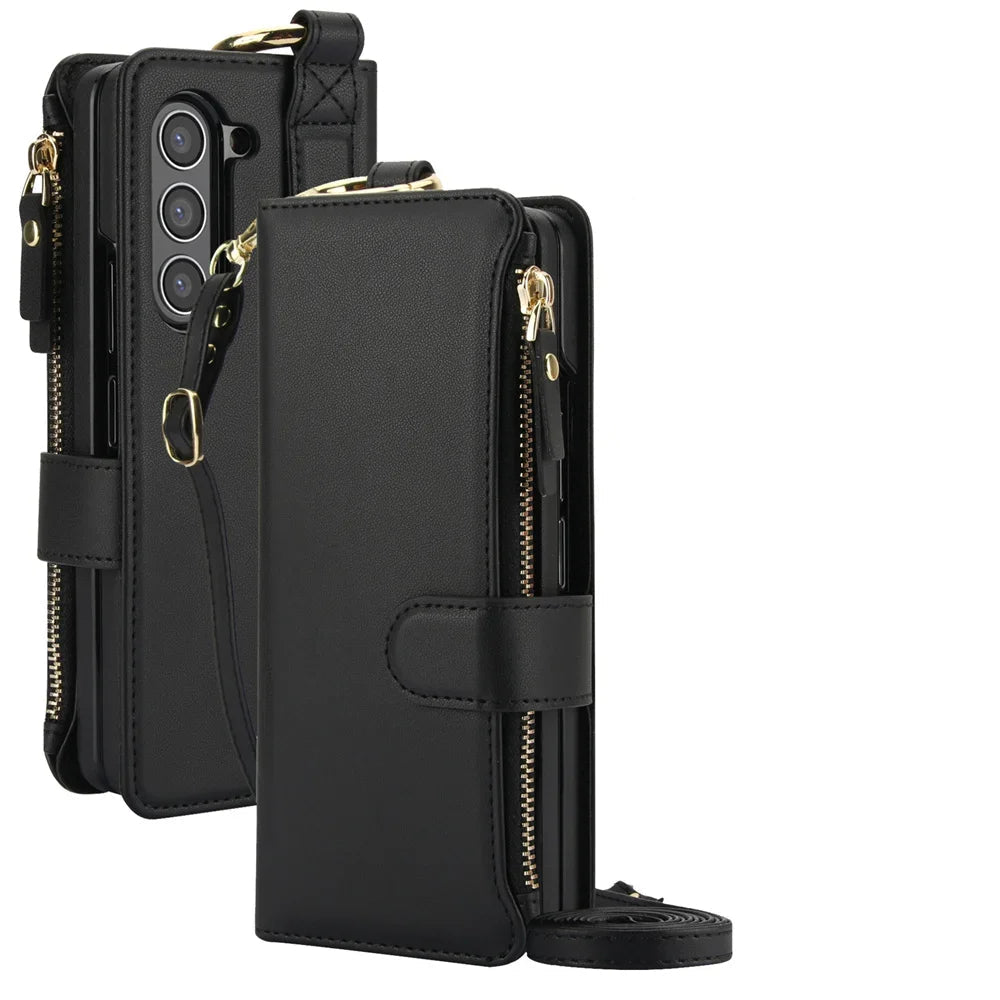 Samsung Galaxy Z Fold 7 Crossbody Wallet Case with Card Slots & Ring