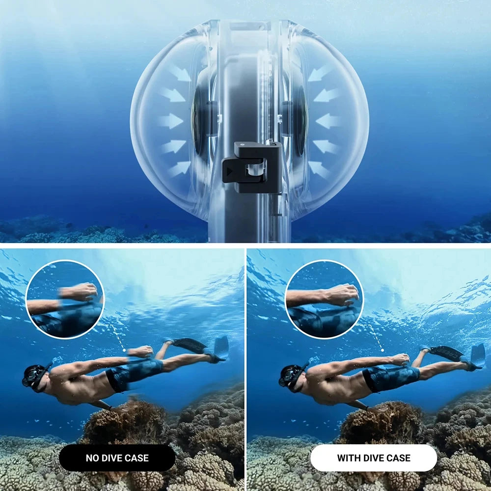 50m Waterproof Dive Case Housing + 114 Invisible Original Selfie Stick Kit for Insta360 X4