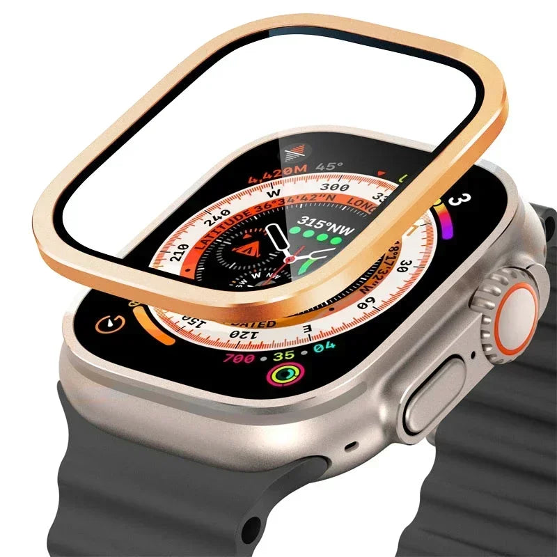 Tempered Glass Screen Protector with Titanium Frame for Apple Watch Ultra