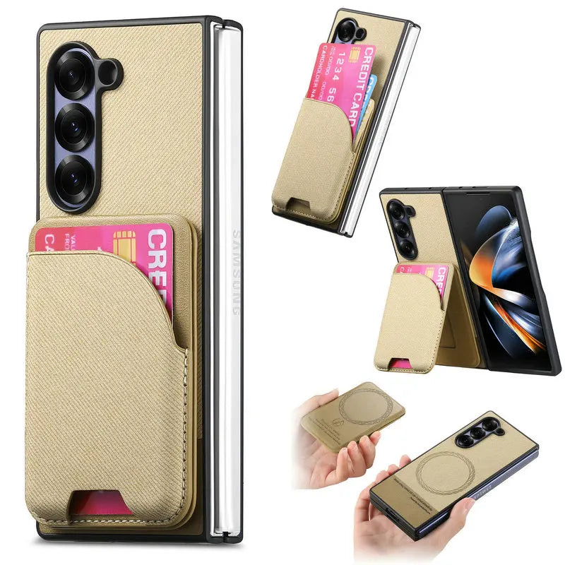 Samsung Galaxy Z Fold 7 Luxury Magnetic Leather Case with Card Holder