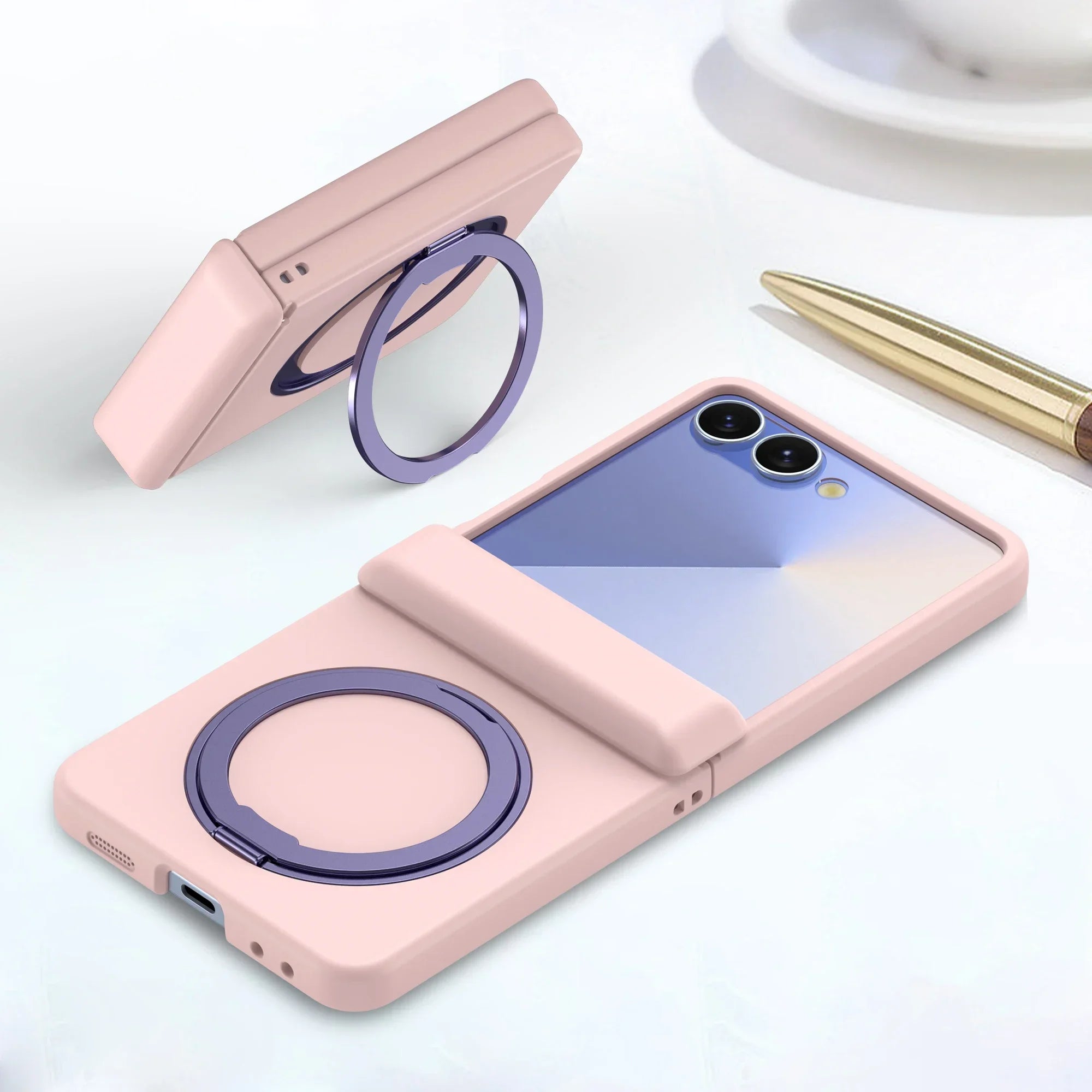 Skin Feel TPU Magnetic Case with 360° Rotating Bracket for Samsung Galaxy Z Flip 7