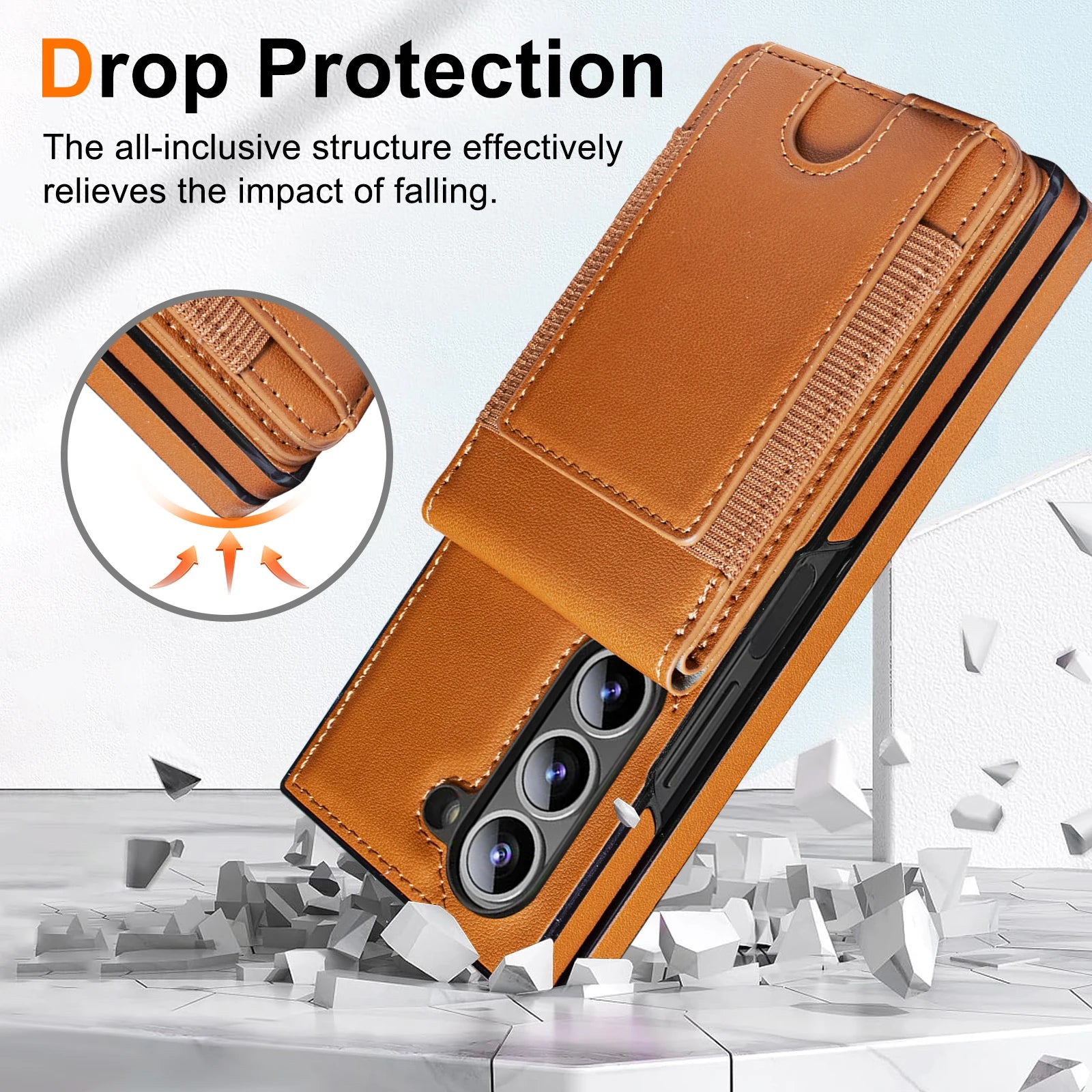 Vertical Card Slot Leather Wallet Case with Tempered Glass for Samsung Galaxy Z Fold 7