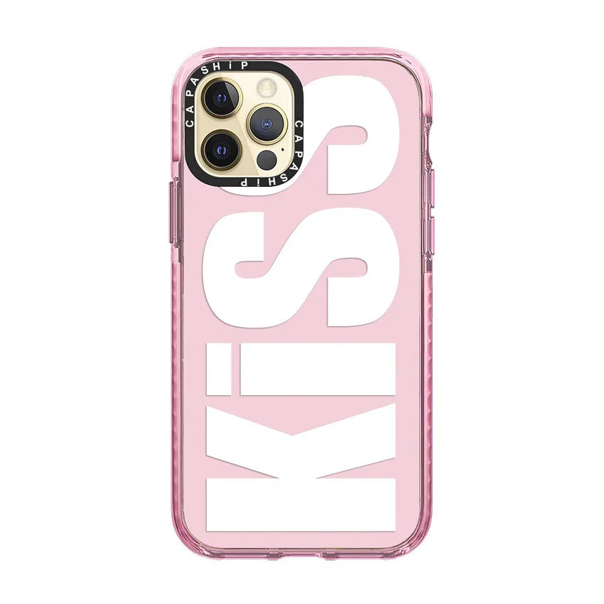 Fashionable Letters “Kiss” Phone Case for iPhone 15 Series