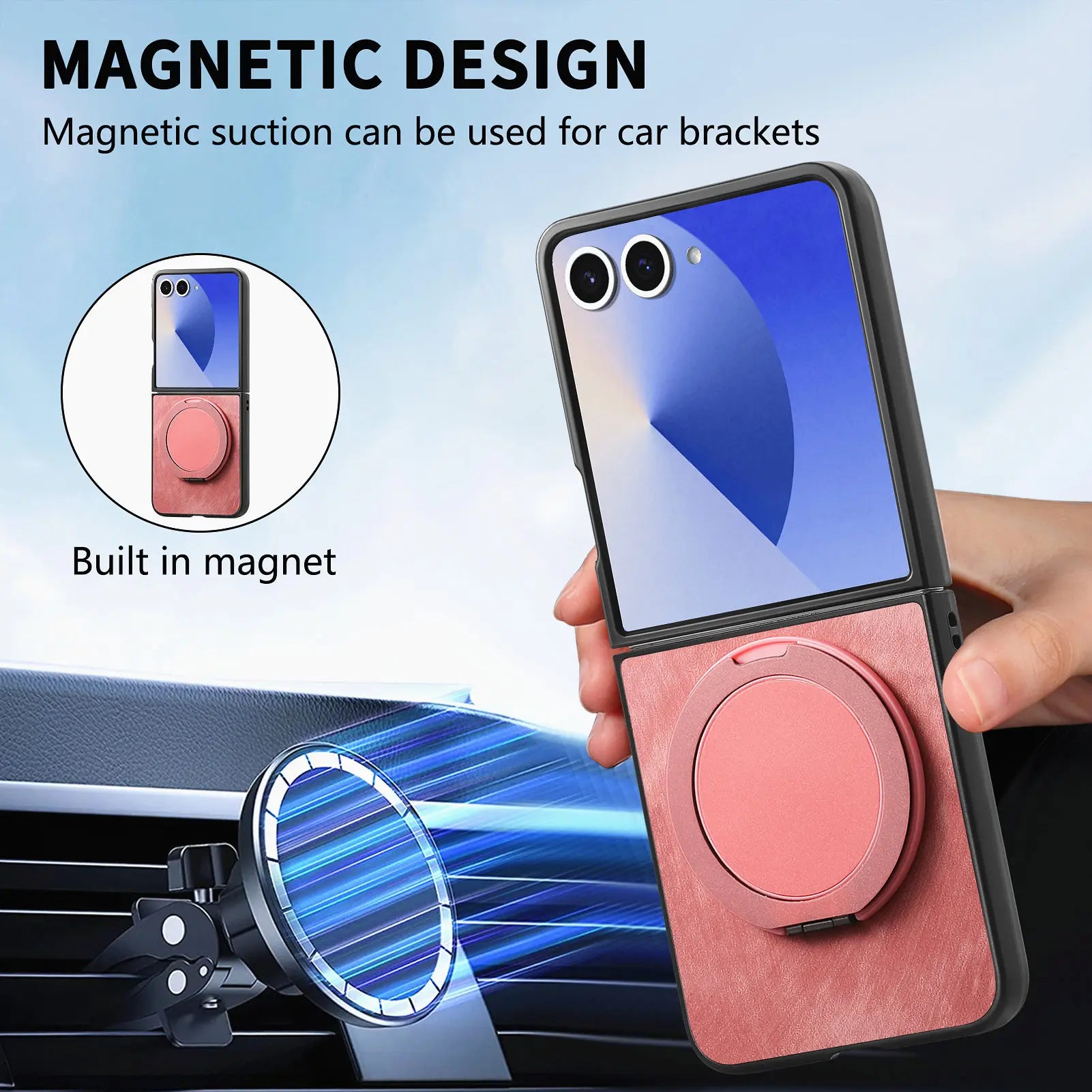 Retro Leather Case with 360° Rotating Bracket for Samsung Galaxy Z Flip 7