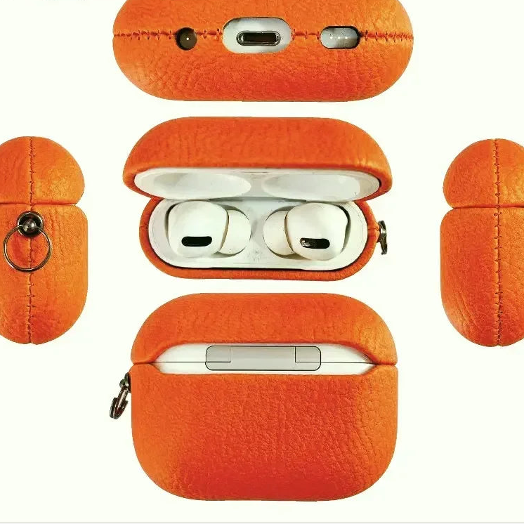 Lychee Pattern Cowhide Case with Secure Buckle for AirPods Pro 2