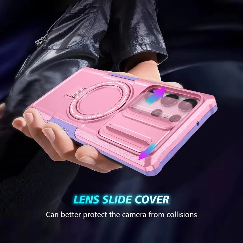 Samsung Galaxy S25 Series Magnetic Hybrid Armor Case with Ring Holder