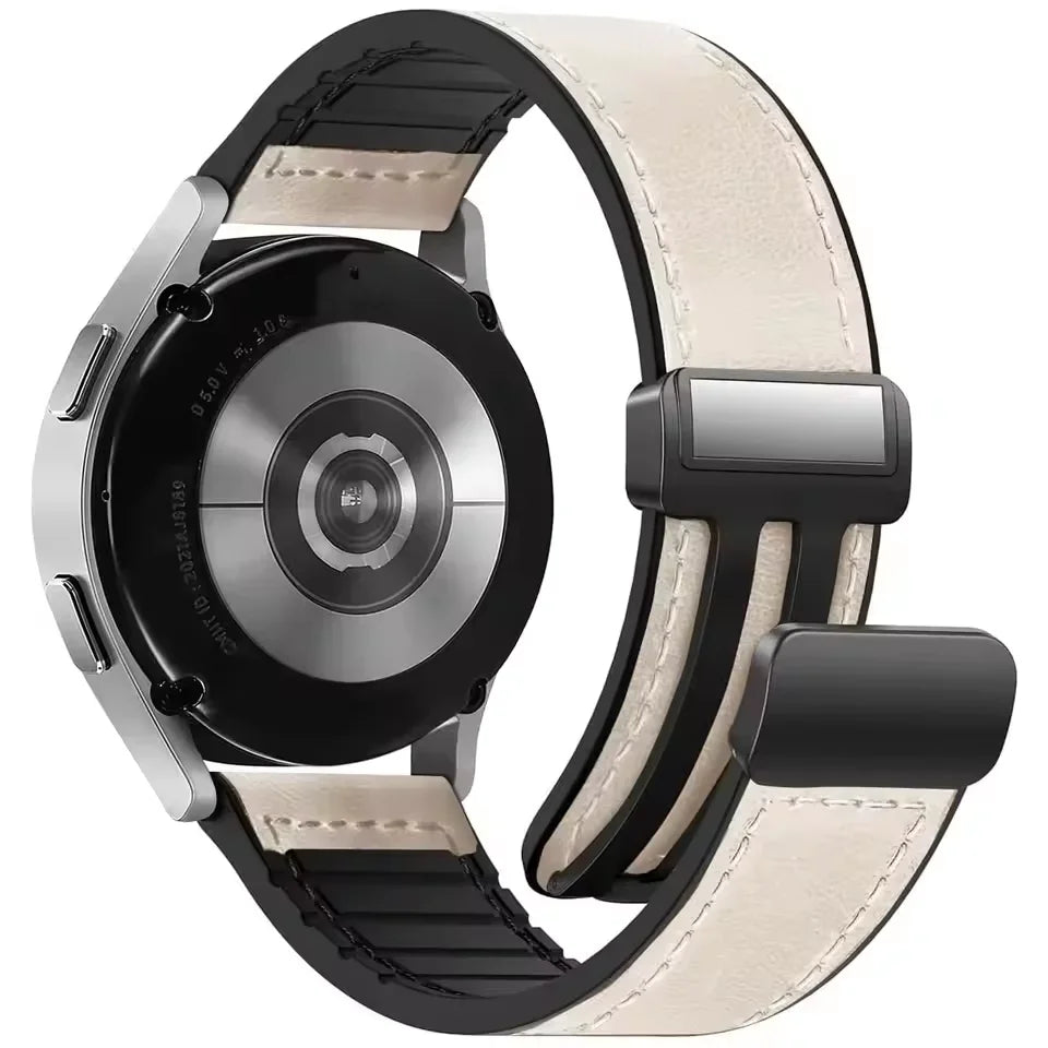 Durable Leather + Silicone Strap for Samsung Galaxy Watch 6 &  Galaxy Watch 6 Classic