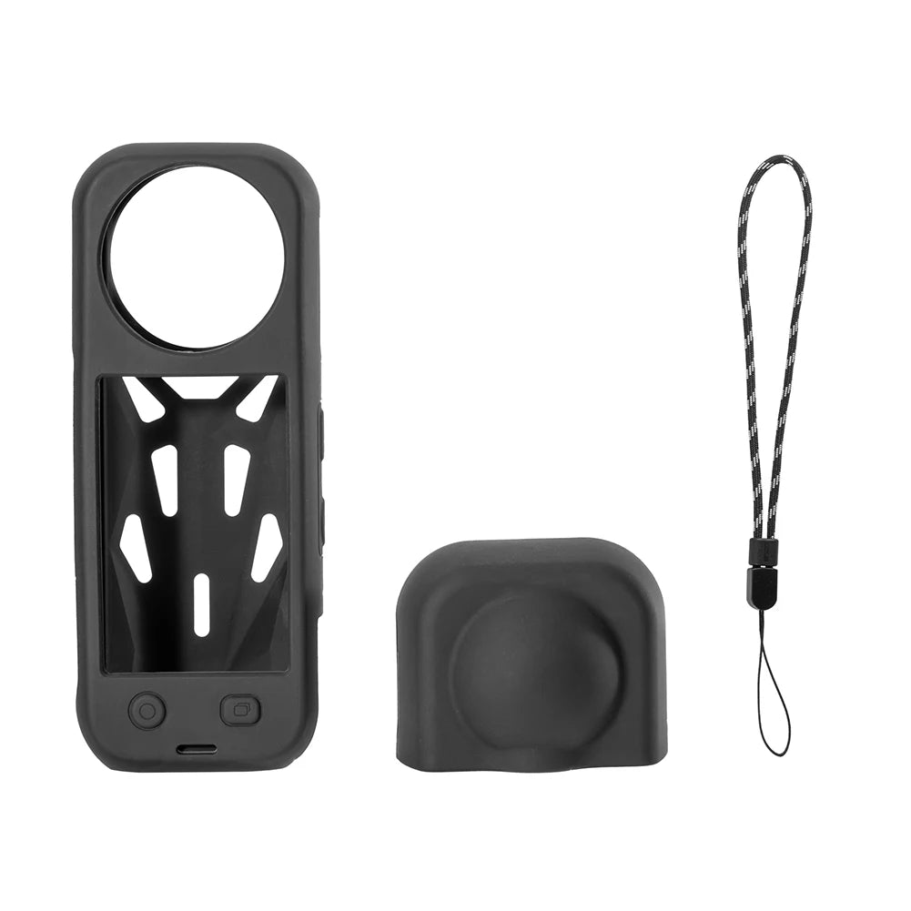 Insta360 X5 Silicone Camera Case with Lens Cap and Cooling Design