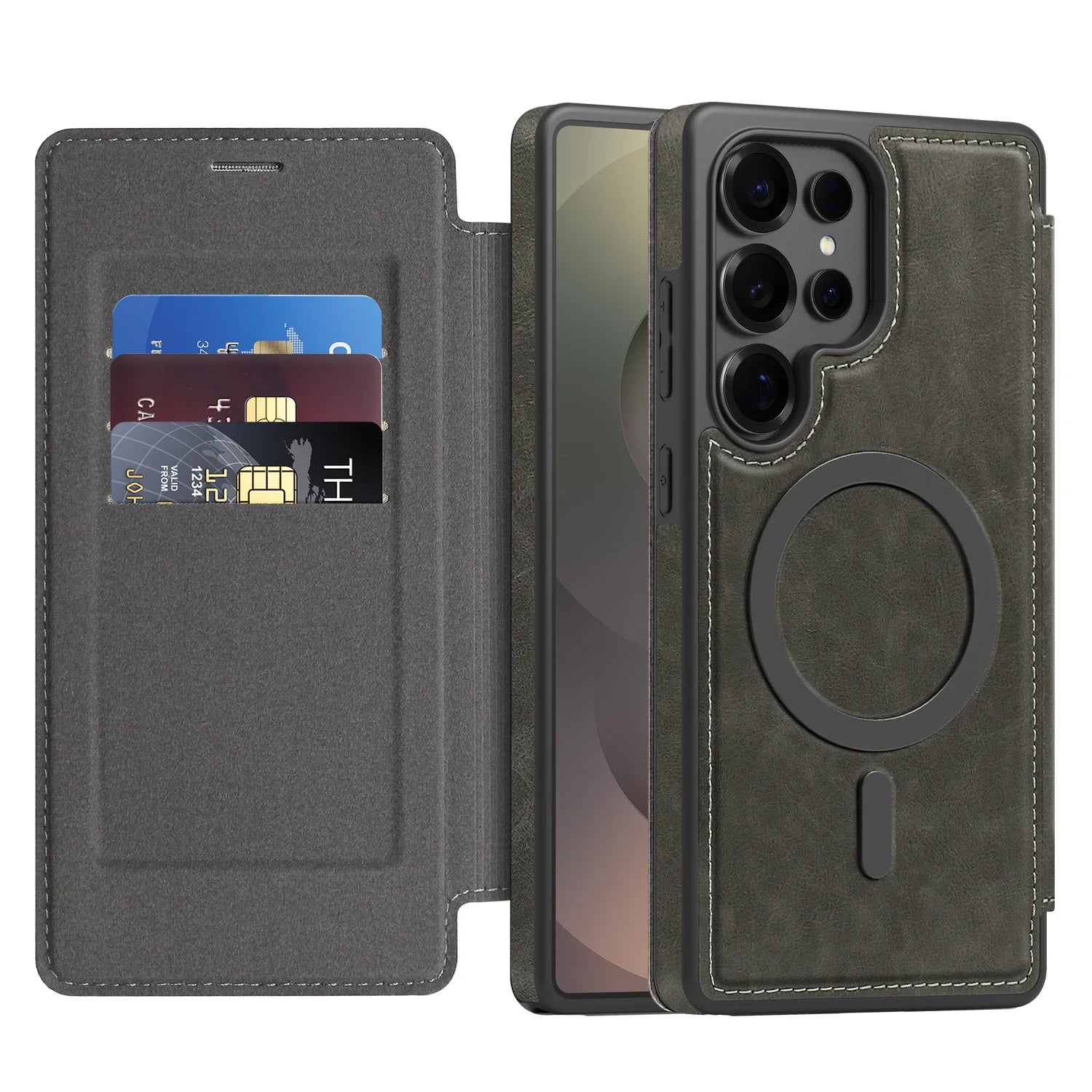 Samsung Galaxy S25 Series PU Leather Flip Magnetic Case with Card Holder