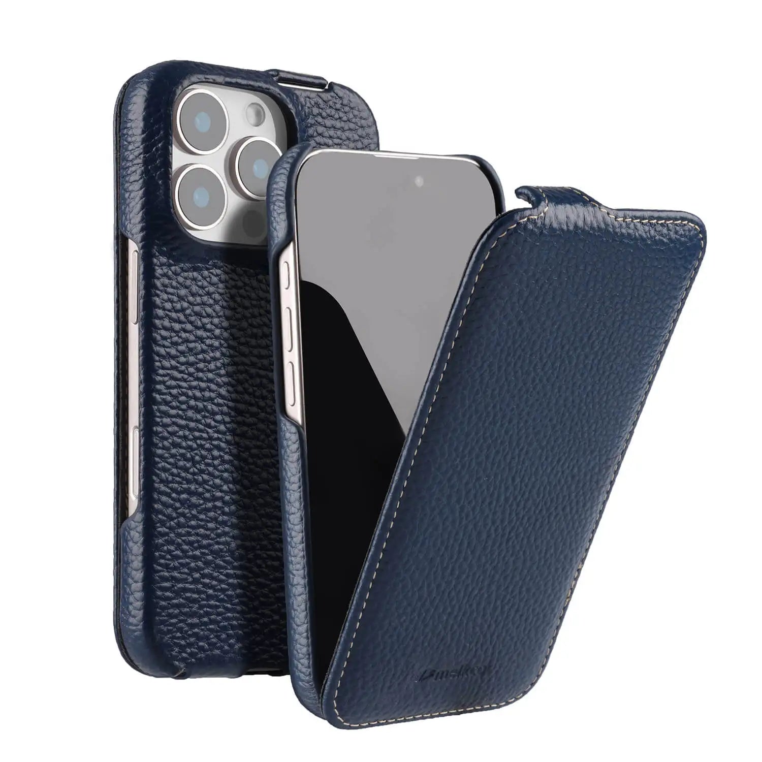 Premium Genuine Leather Magnetic Flip Case for iPhone 16 Series
