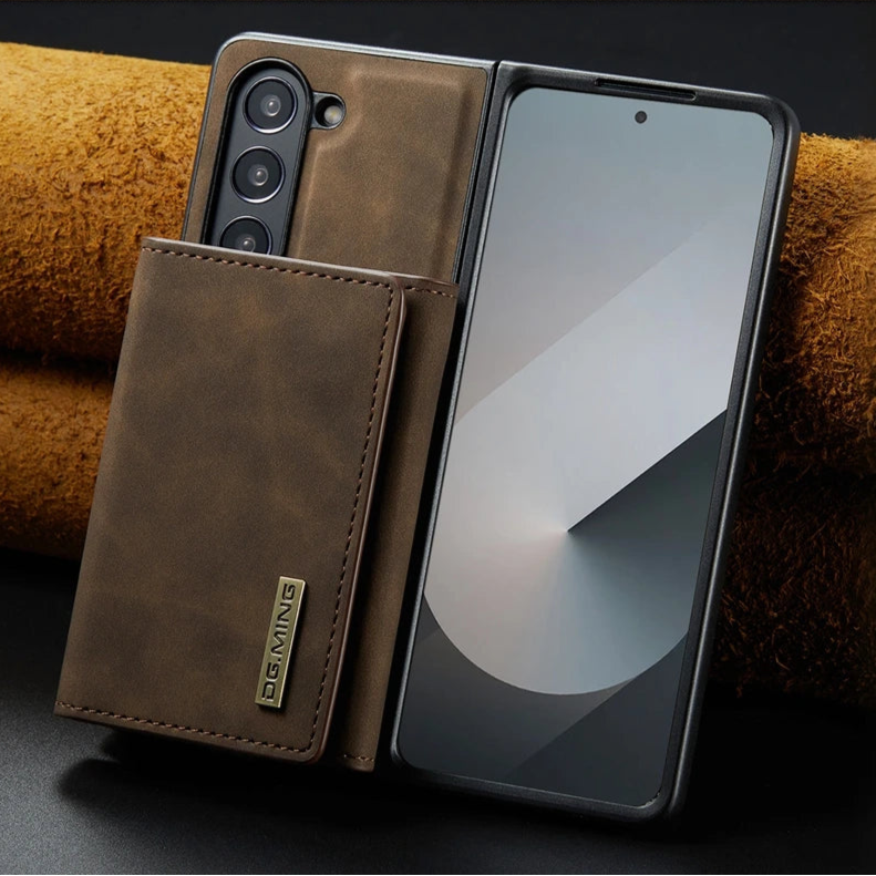Samsung Galaxy Z Fold 7 Tri-Fold Magnetic Leather Case with Kickstand & Card Holder