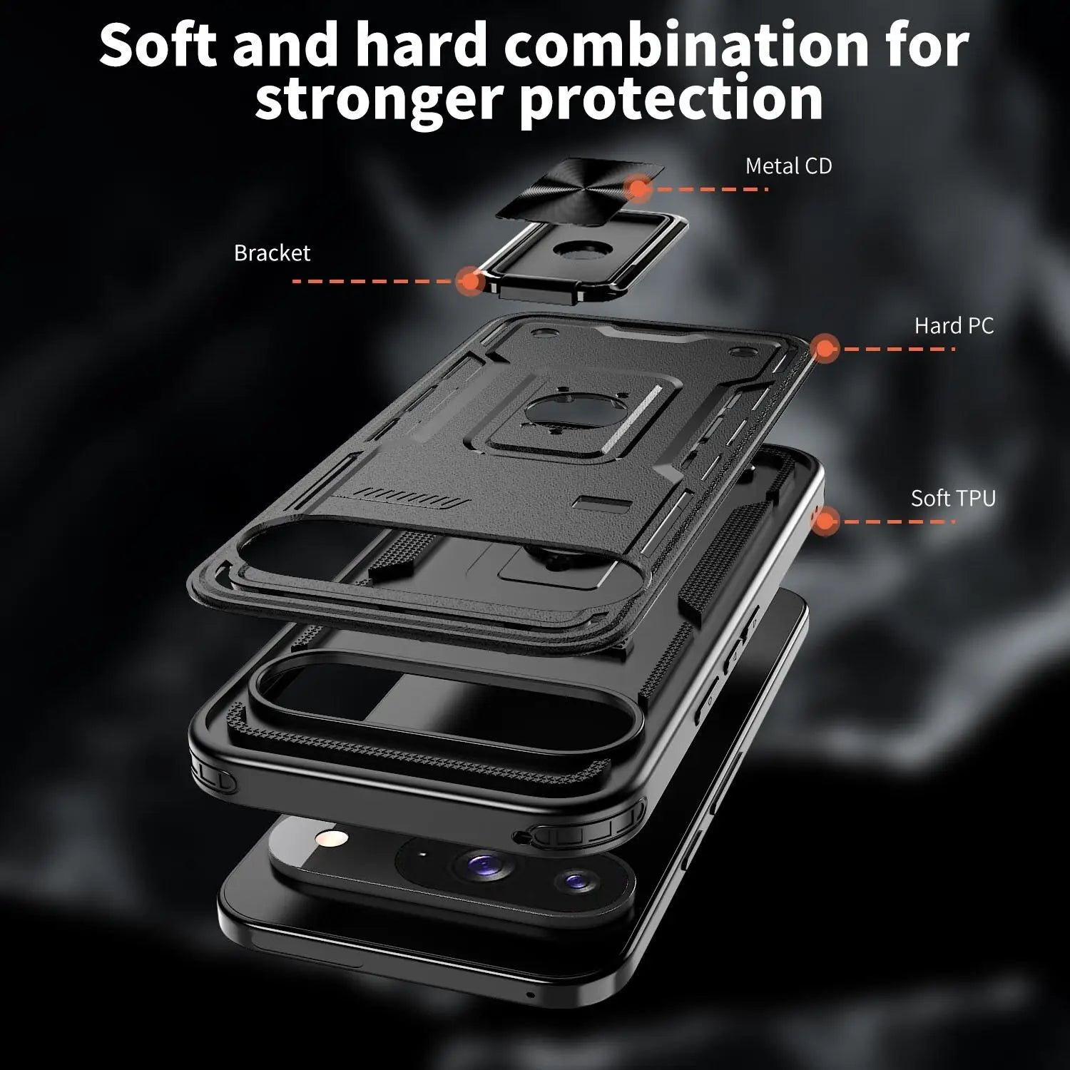 Shockproof Magnetic Case with Car Mount Ring Stand for Google Pixel 9 Series