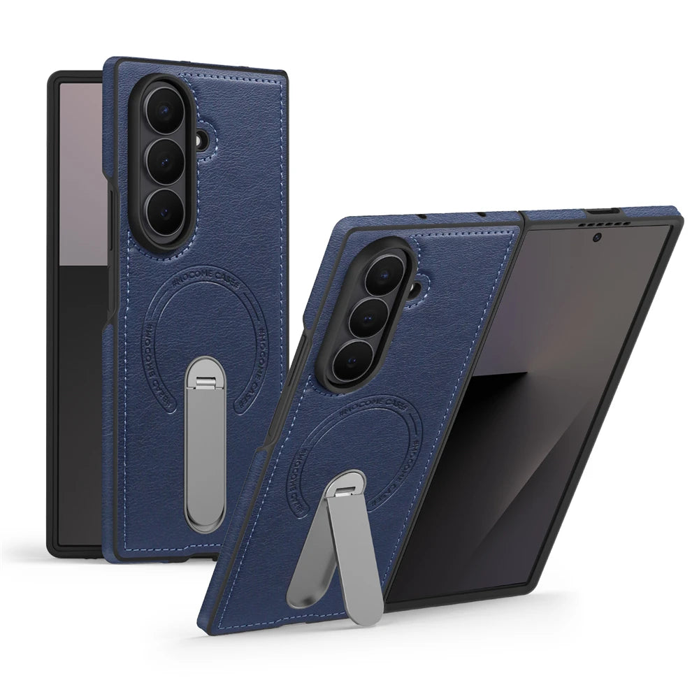 Premium Vintage Leather Magnetic Stand Case for Samsung Galaxy Z Fold 7