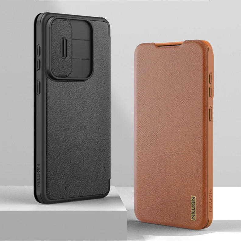 Premium Leather Flip Cover with Sliding Camera Protection for Samsung Galaxy S25 Edge