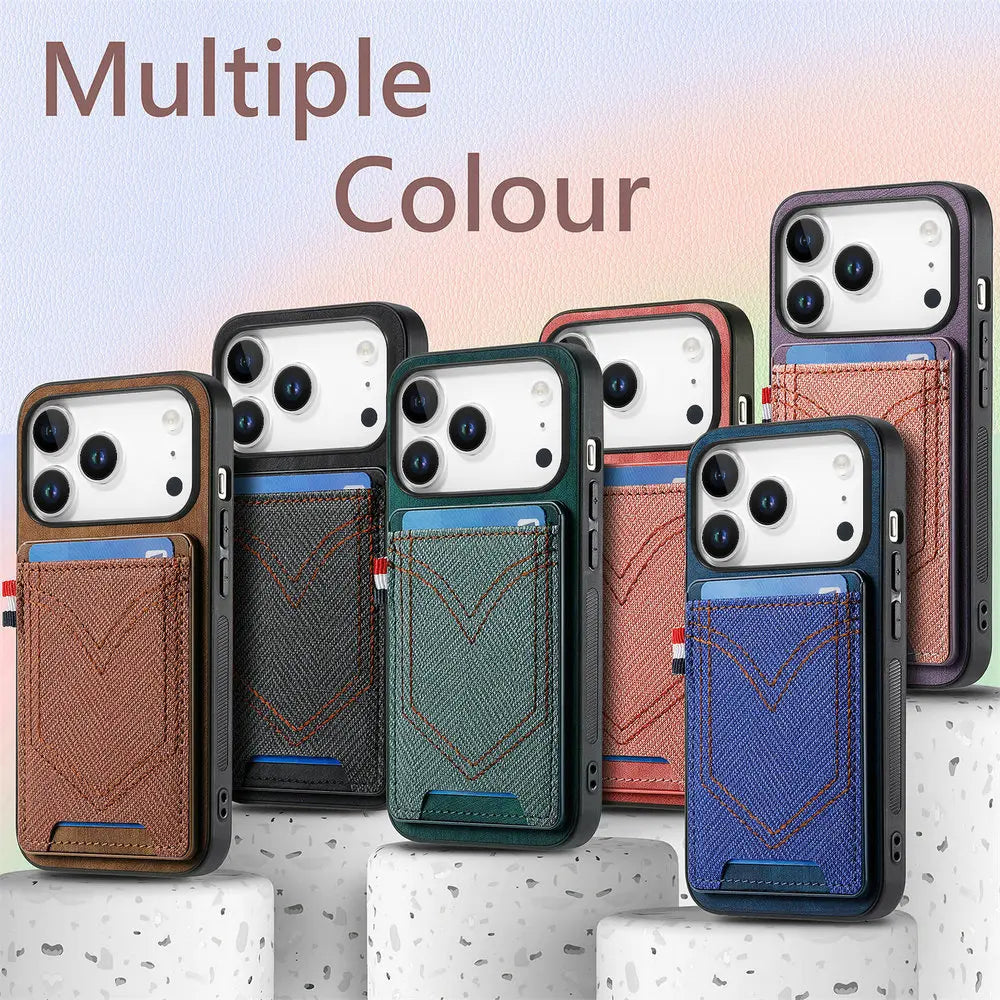 Fashion Jeans-Style Leather Wallet Case for iPhone 17 Series