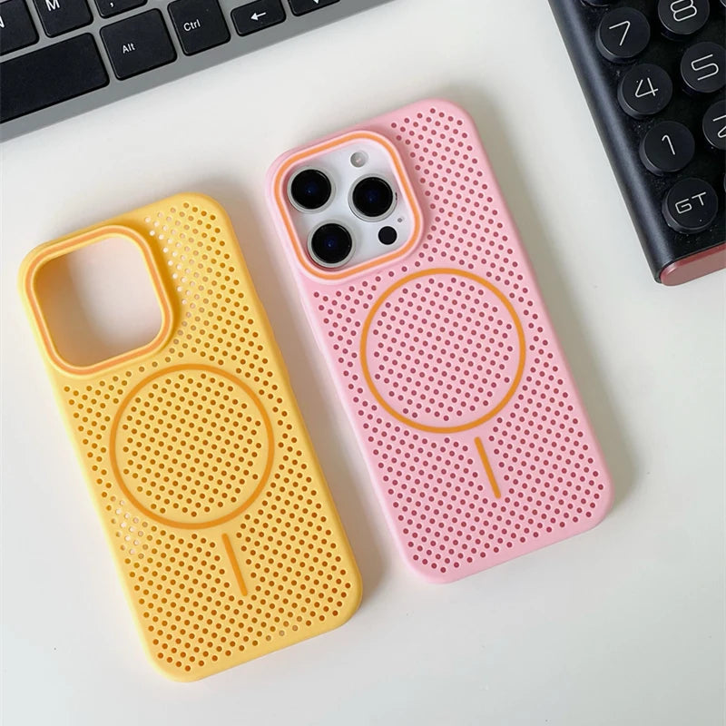 Slim Hollow Mesh MagSafe Protective Case for iPhone 15 Series
