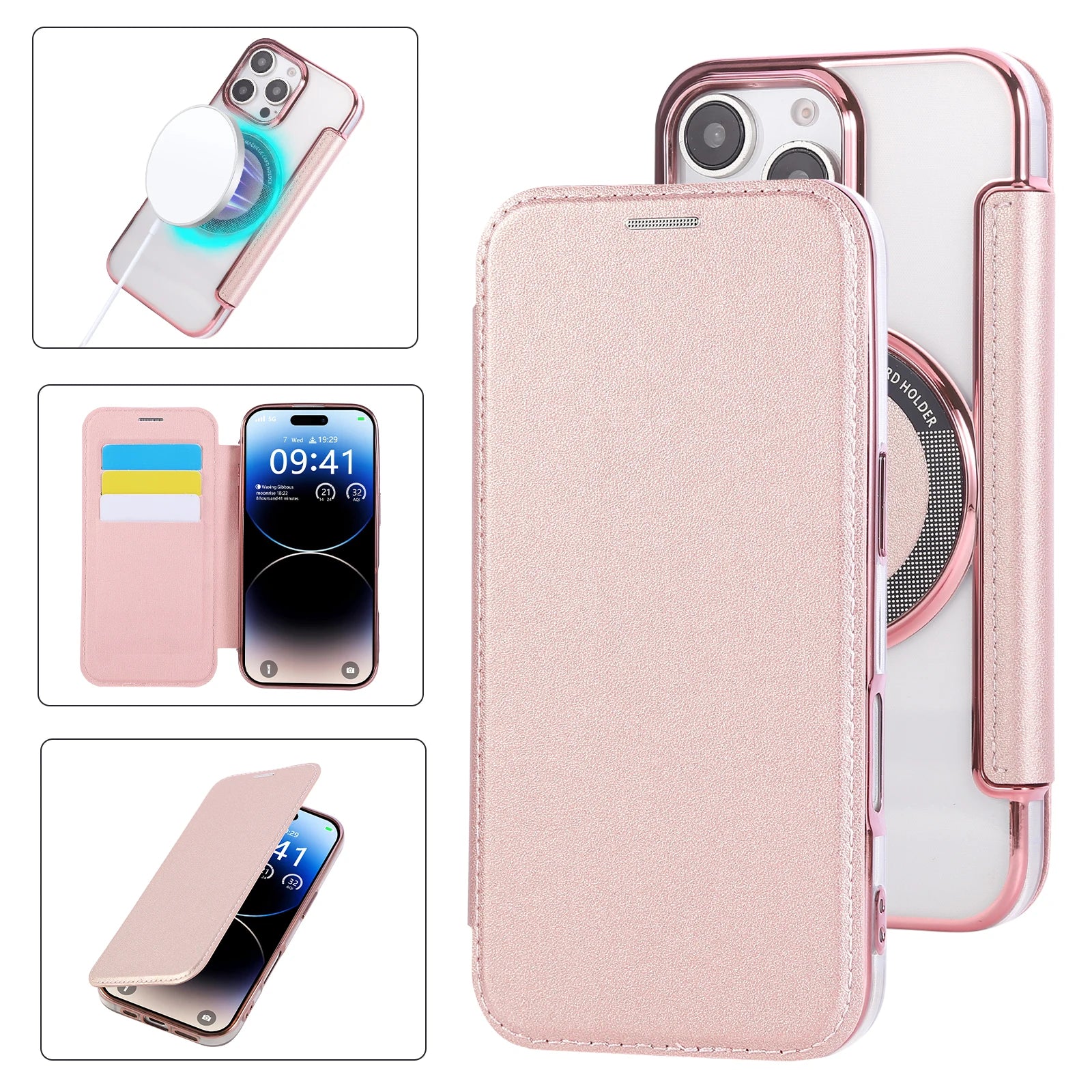 MagSafe-Compatible TPU Leather Wallet Case for iPhone 16 Series