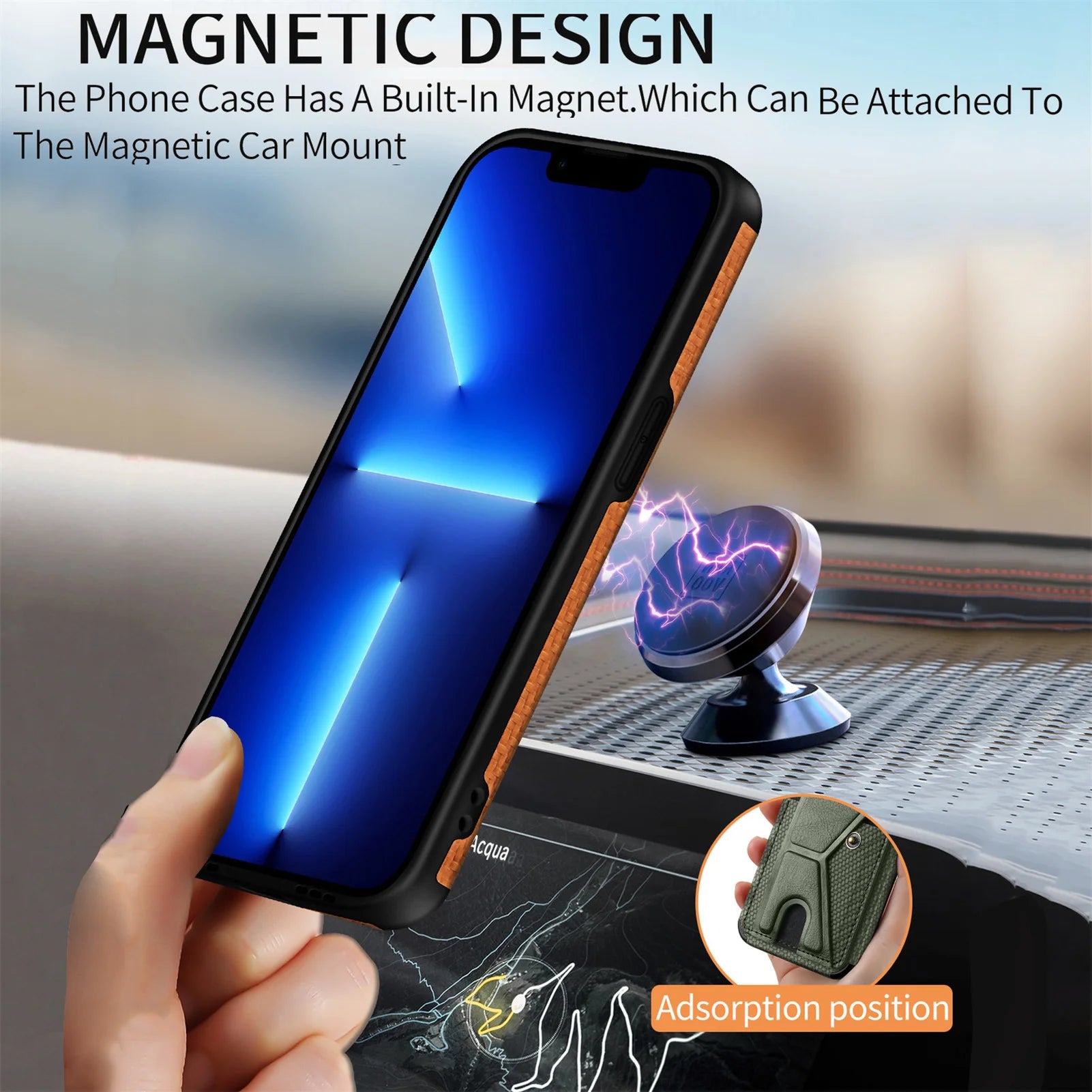 Slim Carbon Fiber Leather Wallet Flip Case with Card Holder for iPhone 14 Series